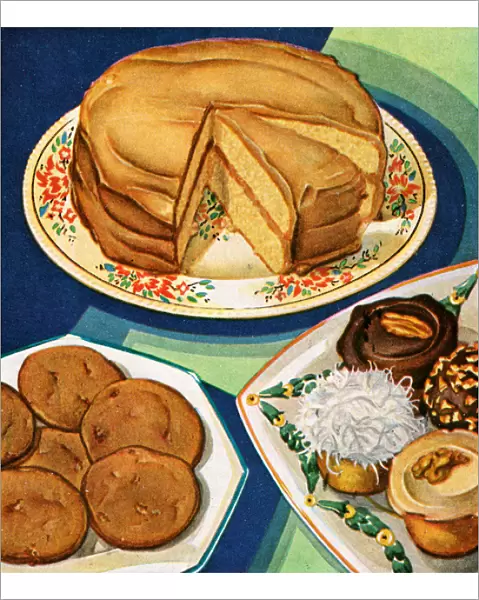 Layer Cake with Cookies and Cupcakes, 1936 (screen print)