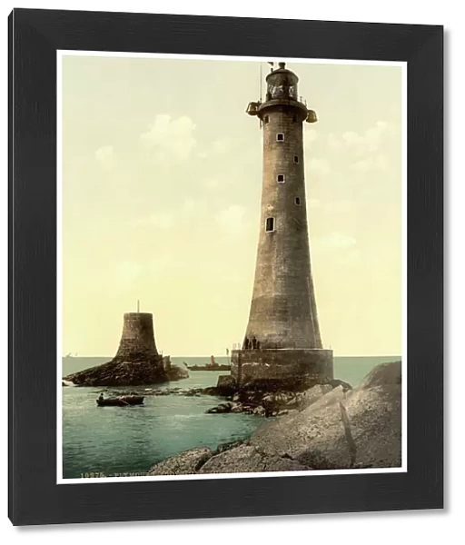 Eddystone Lighthouse, Plymouth, England, c. 1900 (photochrom)