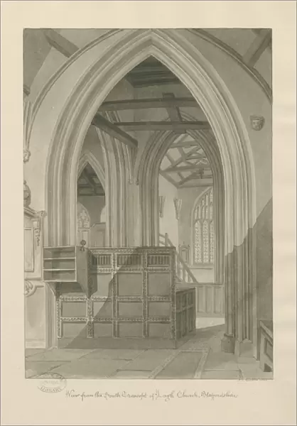 Interior of Leigh Church: sepia drawing, 1841 (drawing)