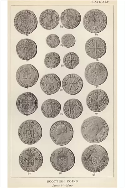 Scottish Coins, James V, Mary (b  /  w photo)