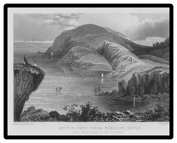 Anstis Cove, near Torquay, Devon, with Berry Head in the distance (engraving)
