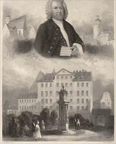 Portrait of Johann Sebastian Bach, Bachs Monument and St