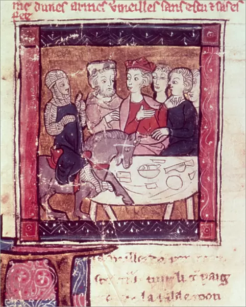 4697 Fr. 110 f. 405 Galahad comes to Arthur, c. 1250-80 (vellum) (see also 151821)