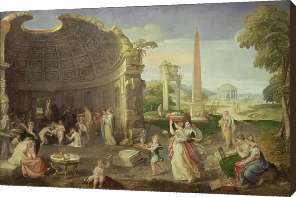 Landscape with classical ruins and women bathing, c. 1552-53 (oil on canvas)
