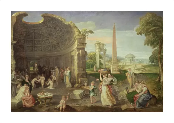 Landscape with classical ruins and women bathing, c. 1552-53 (oil on canvas)