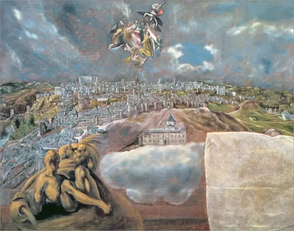 View and Map of the Town of Toledo (oil on canvas)