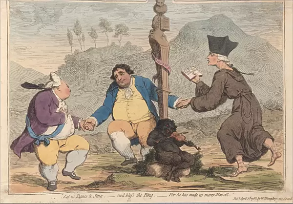 Coalition Dance, pub. 1785 (hand coloured engraving)