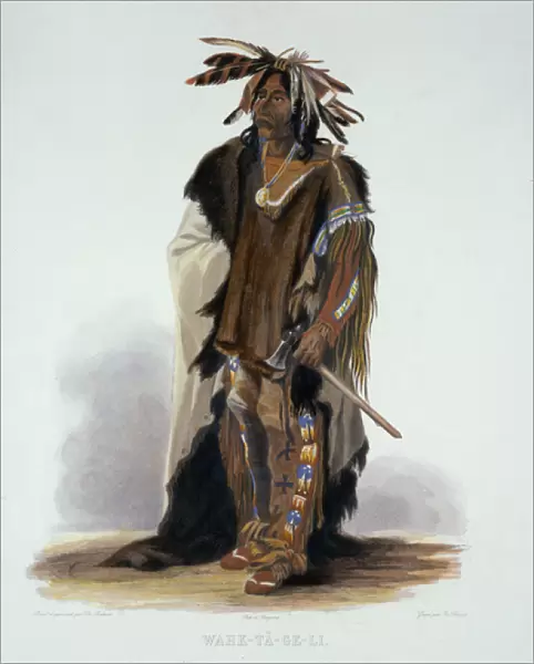Wahk-Ta-Ge-Li, a Sioux Warrior, plate 8 from Volume 2 of