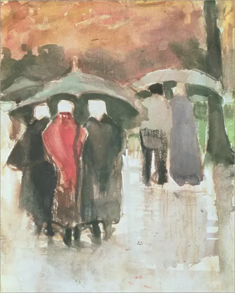 In the Rain, 1882 (w  /  c heightened with white on vellum)