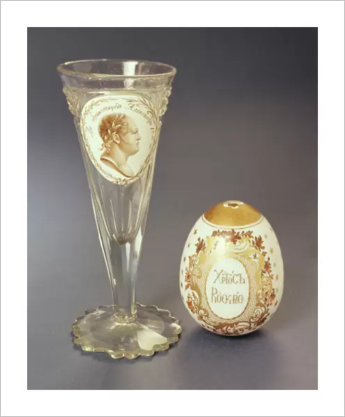 Wine glass with opaque plaque bearing portrait of Alexander I (1777-1825) c
