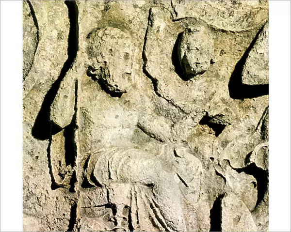 Frieze depicting King Priam and Hecuba (stone) (detail)