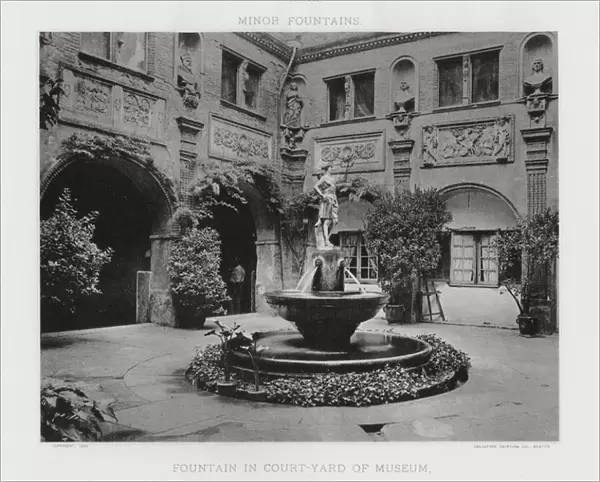 Fountain in the Court-Yard of Museum, Toulouse, France (b  /  w photo)