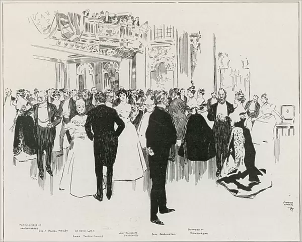 The Gordon Memorial Ball at the Hotel Cecil, between the dances (litho)