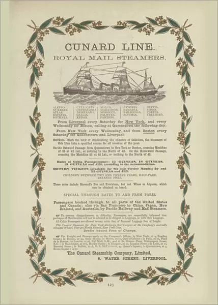 Cunard Line, Royal Mail Steamers (engraving)