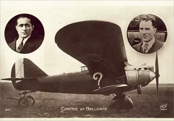 Dieudonne Costes and Maurice Bellonte, French aviators (b  /  w photo)
