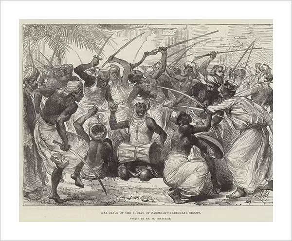 War-Dance of the Sultan of Zanzibars Irregular Troops (engraving)