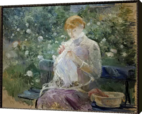 Pasie sewing in the garden a Bougival Painting by Berthe Morisot (1841-1895) 1881 Sun