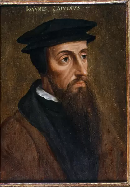Portrait of Jean Calvin (Jean Cauvin) French reformer and writer (1509-1564