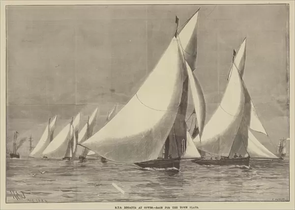 Royal Yacht Squadron Regatta at Cowes, Race for the Town Plate (engraving)