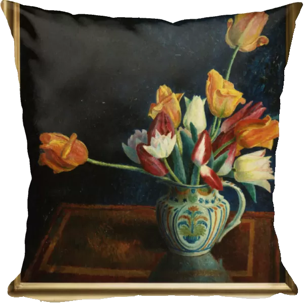 Tulips in a Staffordshire Jug (oil on canvas)