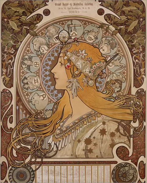 Zodiac, Grand Bazar & Nouvelles Galeries, Tours, 1896 (lithograph in colours)