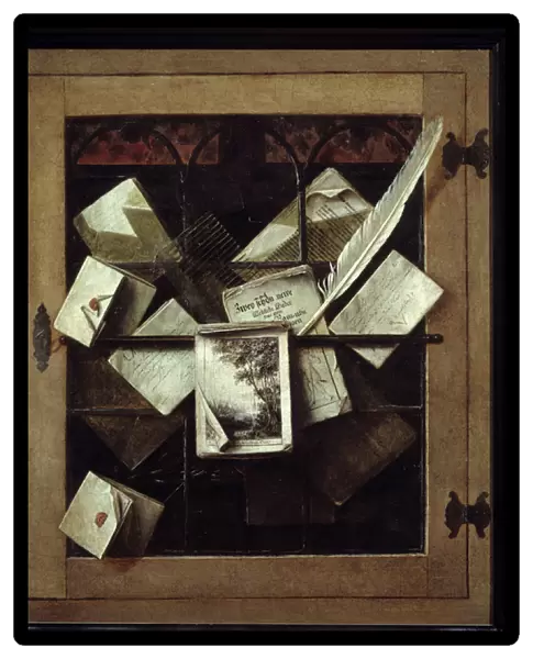 Trompe l oeil to the window. Painting by Cornelis Gysbrechts (17th century) Ec. Holl
