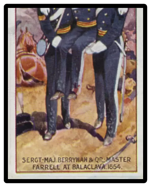 Victoria Cross: Sergt-Major J Berryman, and Quartermaster J Farrell, at Balaclava, 1854 (colour litho)
