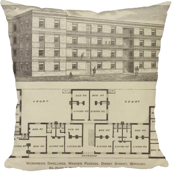 Workmens Dwellings, Masons Passage, Disney Street, Borough (engraving)
