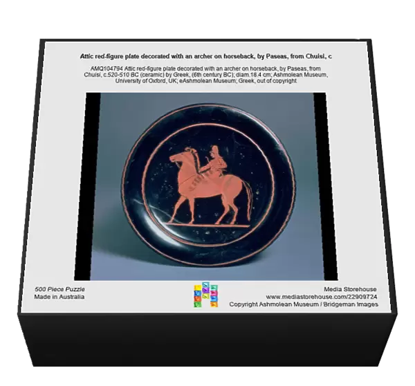 Attic red-figure plate decorated with an archer on horseback, by Paseas, from Chuisi, c