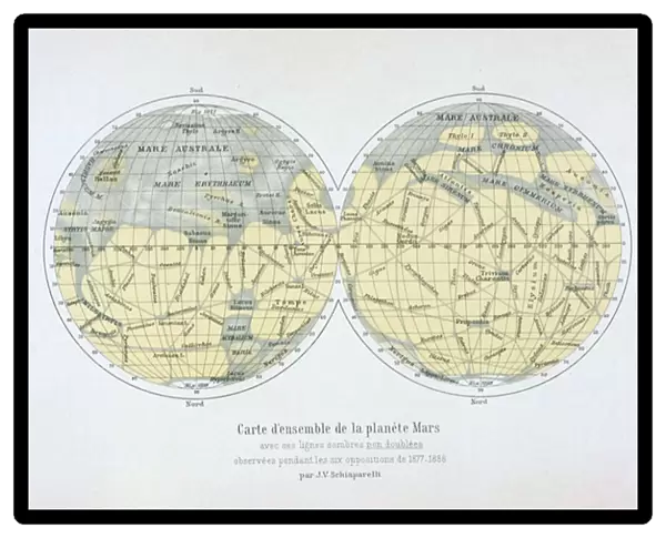 Assembled map of the planet Mars, from observations made during six oppositions in