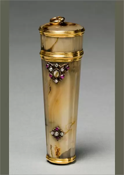 Case with Grooming Implements (Etui), c. 1745-60 (gold mounted agate, diamonds, rubies