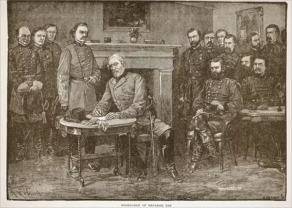 Surrender of General Lee, from a book pub. 1896 (engraving)