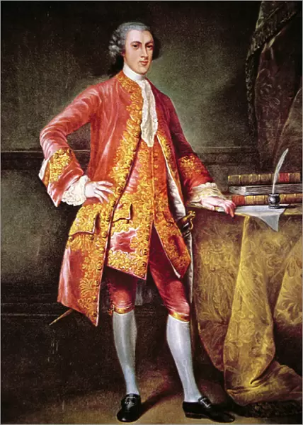 Portrait of Frederick Calvert (colour litho)