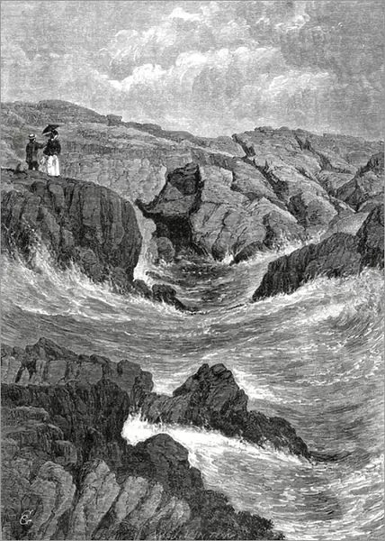 The Spouting Cave, Newport, Rhode Island, USA, May 4, 1872 (litho)