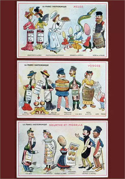 Promotional and educational cards for children depicting food specialities of