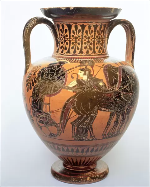 Black-figure amphora depicting a quadriga, 515-490 BC (ceramic)