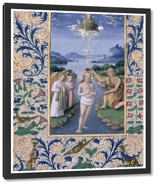 Ms Lat. Q. v. I. 126 f. 88v Baptism of Christ, from the Book of Hours of Louis d