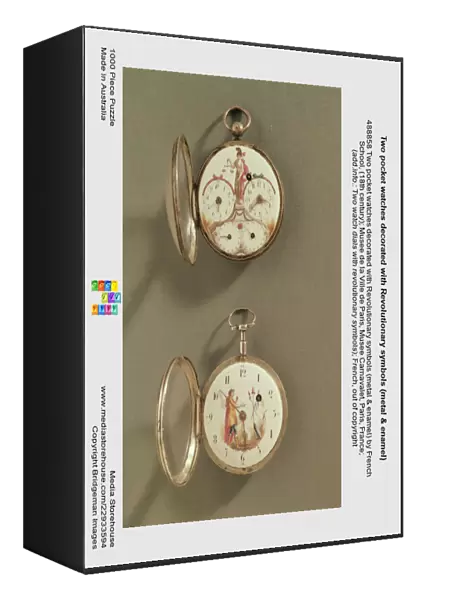 Two pocket watches decorated with Revolutionary symbols (metal & enamel)