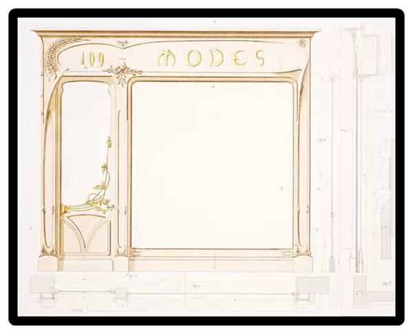 Design for a fashion shop front, illustration from Menuiserie d Art Nouveau