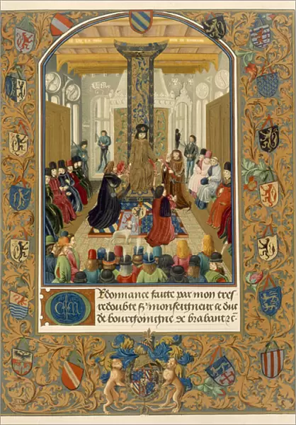Duke Charles le Temeraire in the midst of his court with the Knights of the Order of