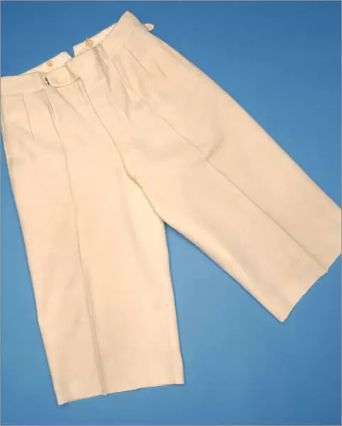 Pair of white football shorts, 1930s (cotton)
