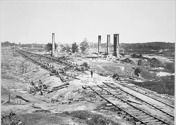 Ruins of Hoods 28-car ammunition train and the Scofield Rolling Mill, near Atlanta