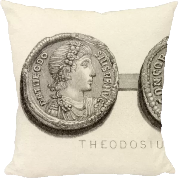 Solidus coin from the time of Theodosius the Great (engraving)