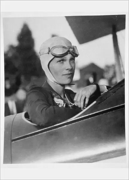 Amelia Earhart (1897-1937) in Boston training plane, 1926 (b  /  w photo)