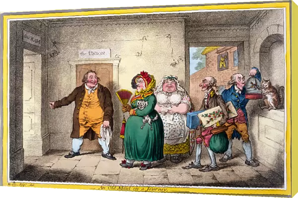 An Old Maid on a Journey, print made by James Gillray, 1804 (hand-coloured engraving)