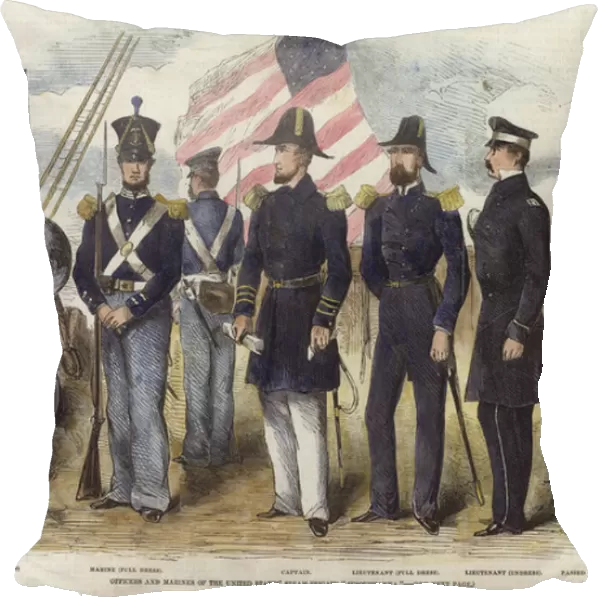 Officers and Marines (coloured engraving)