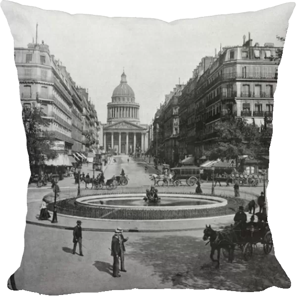 Paris - La Place Medicis, La Rue Soufflot et le Pantheon (b  /  w photo)