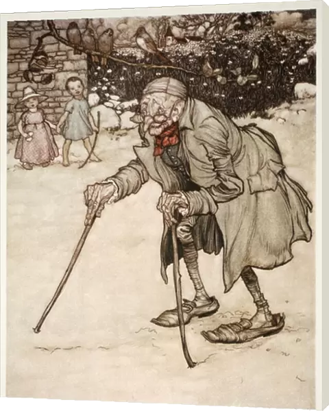 Old man with two sticks, from Rip Van Winkle by Washington Irving, pub