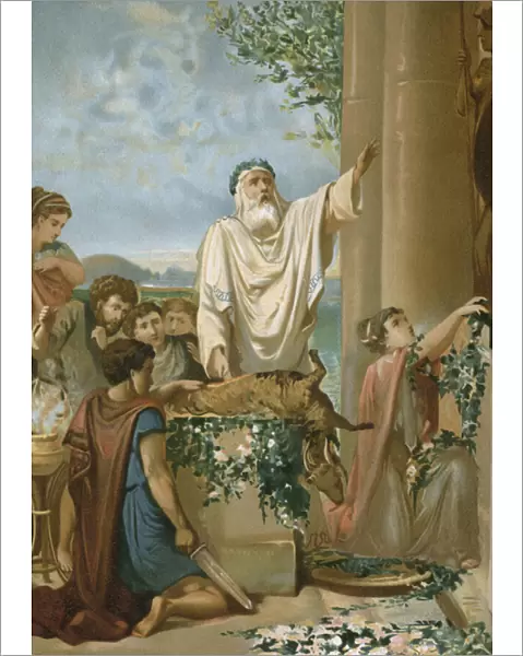 A sacrifice in Ancient Greece (chromolitho)