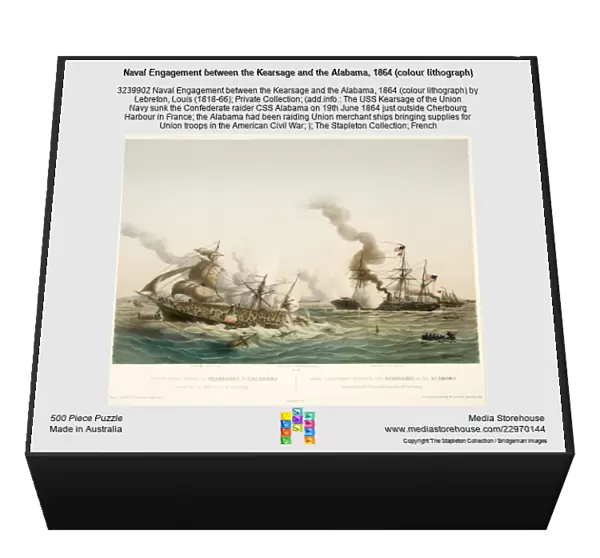 Naval Engagement between the Kearsage and the Alabama, 1864 (colour lithograph)